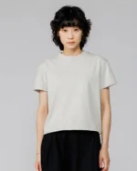 Mid Weight Cropped Organic T Shirt Grey Marl
