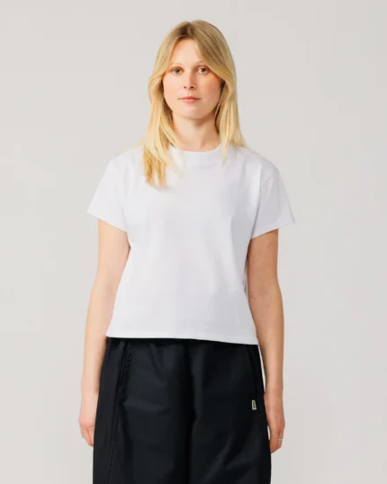 Mid Weight Cropped Organic T Shirt White