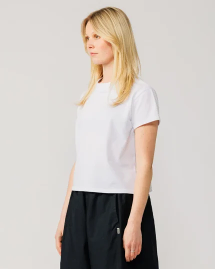 Mid Weight Cropped Organic T Shirt Whites